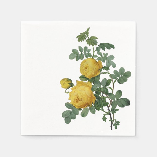 Vintage yellow rose painting napkin (Front)
