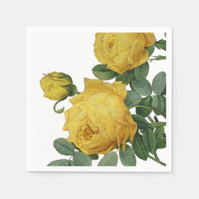 Vintage yellow rose painting napkin (Front)