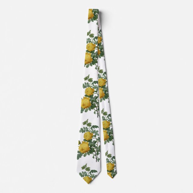 Vintage yellow rose painting tie (Front)