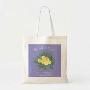 Vintage Yellow Rose Wedding with Periwinkle Tote Bag