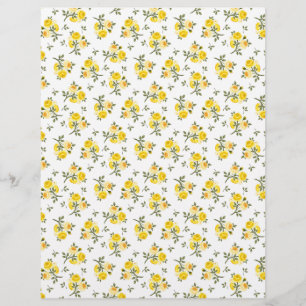 Vintage Yellow Rosebud Arts Craft Scrapbook Paper