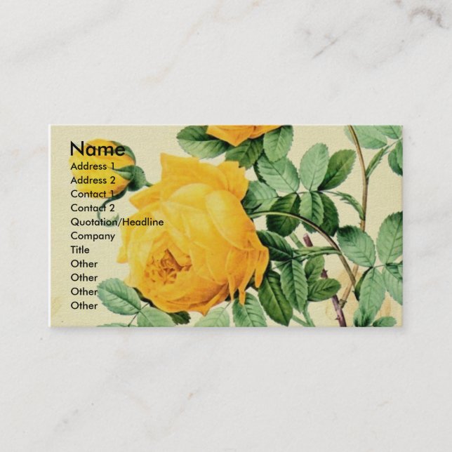 Vintage Yellow Roses Business Card (Front)