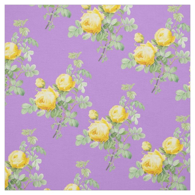 Vintage Yellow Roses Elegant Pattern Fabric (Swatch)