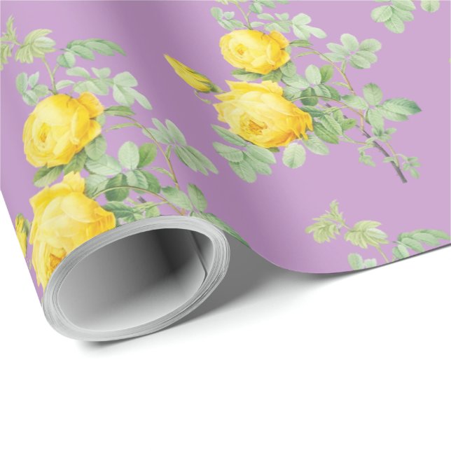 Vintage Yellow Roses Elegant Pattern Wrapping Paper (Roll Corner)