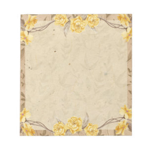 Vintage Yellow Roses Floral Notepad