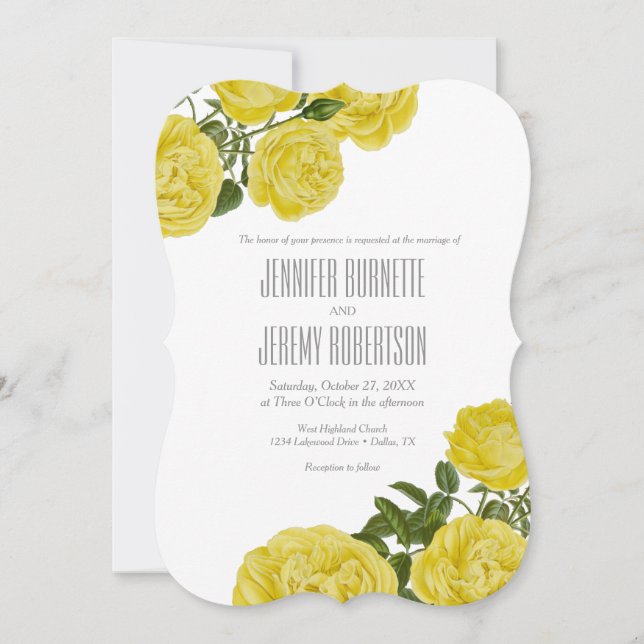 Vintage Yellow Roses Invitation (Front)
