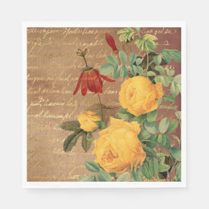 Vintage Yellow Roses Napkin