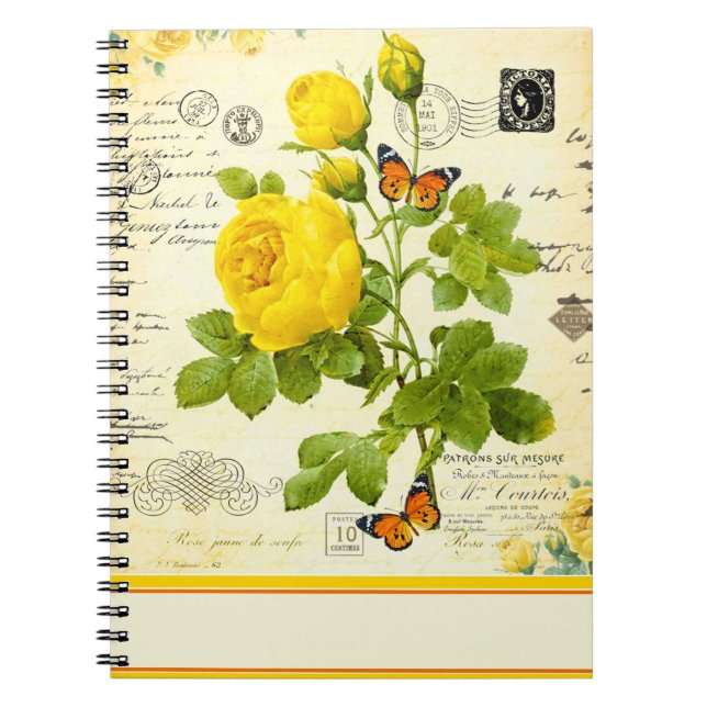vintage yellow roses notebook (Front)