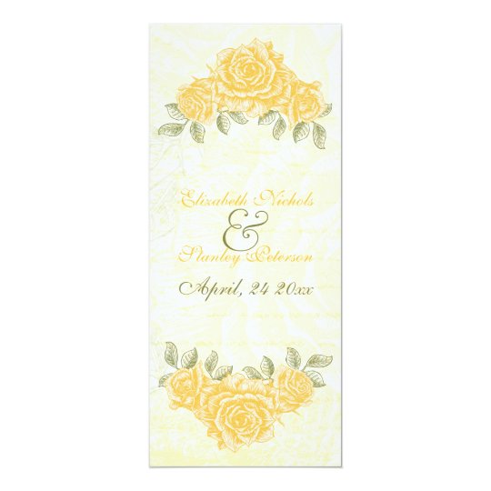 Vintage yellow roses wedding ceremony program card