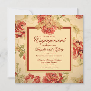 Vintage yellow rustic red rose custom engagement s save the date