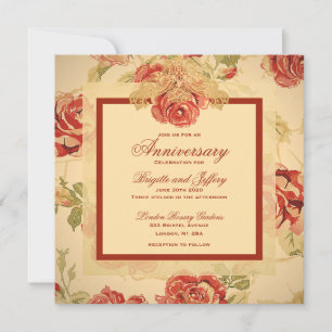 Vintage yellow rustic red rose custom wedding save the date