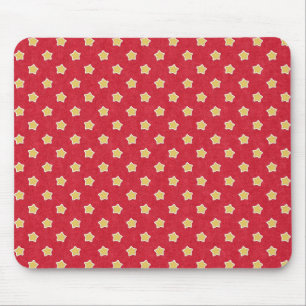 Vintage Yellow Stars on Red Pattern Mouse Mat