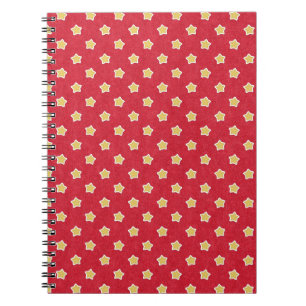 Vintage Yellow Stars on Red Pattern Notebook