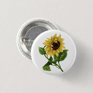 Vintage Yellow Sunflower 3 Cm Round Badge