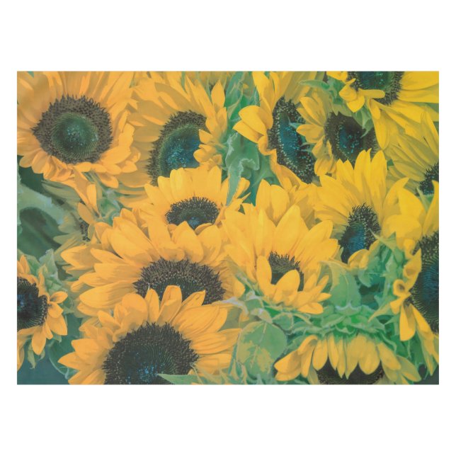 Vintage Yellow Sunflowers Artwork | Tablecloth (Front (Horizontal))
