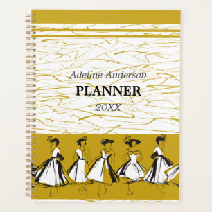 Vintage Yellow White Paris Fashion Model Design Planner