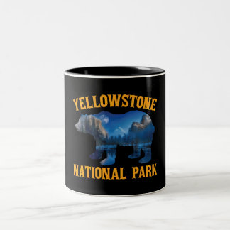 Vintage Yellowstone National Park Bear Wyoming Two-Tone Coffee Mug