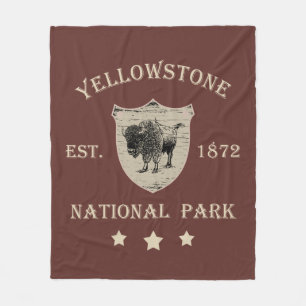 Vintage Yellowstone National Park Fleece Blanket