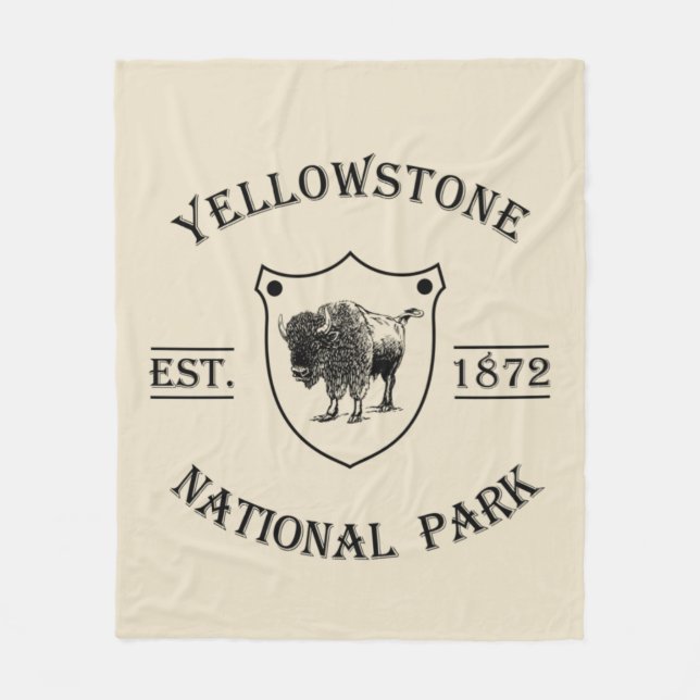 Vintage Yellowstone National Park Fleece Blanket (Front)