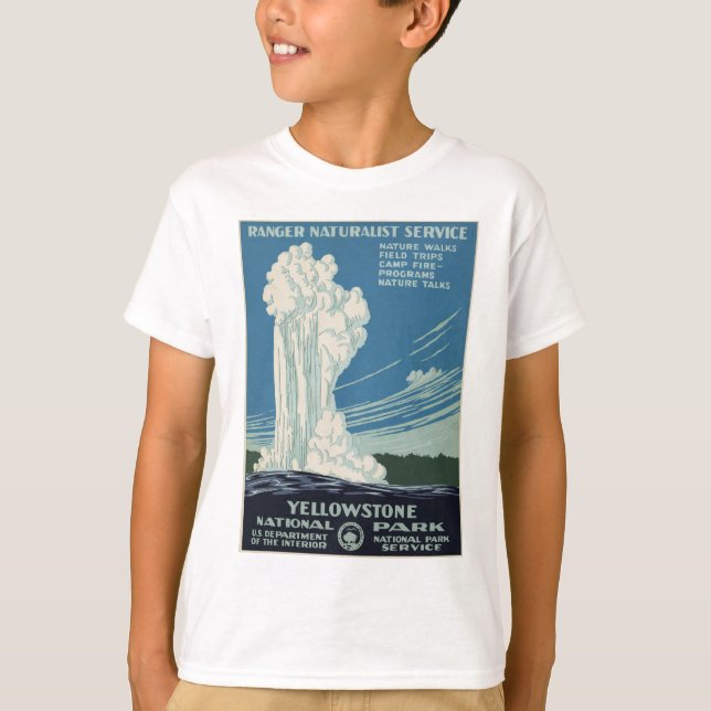 Vintage Yellowstone National Park Geyser WPA T-Shirt (Front)