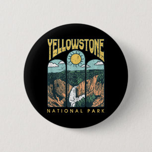 Vintage Yellowstone National Park Hiking Camping T 6 Cm Round Badge