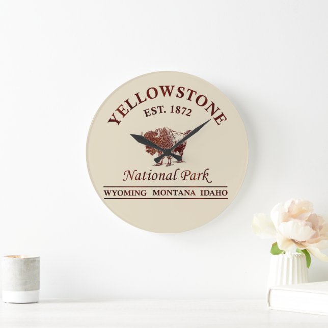 Vintage Yellowstone National Park Large Clock (Home)