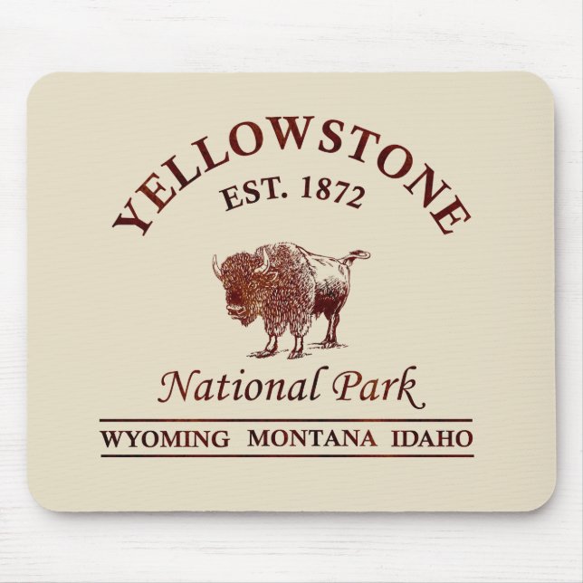 Vintage Yellowstone National Park Mouse Mat (Front)