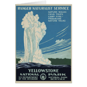 Vintage Yellowstone National Park Old Faithful