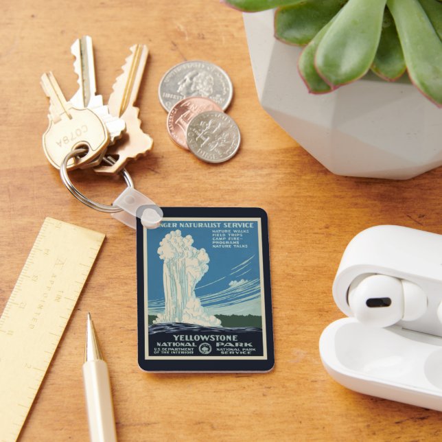 Vintage Yellowstone National Park Old Faithful Key Ring (Desk)