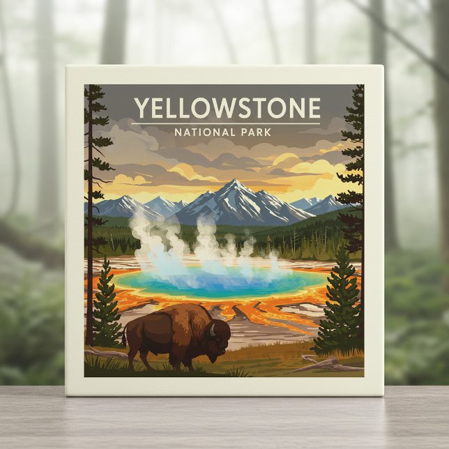 Vintage Yellowstone National Park Tile (Creator Uploaded)