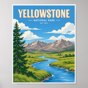Vintage Yellowstone National Park Travel Poster