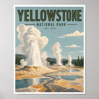 Vintage Yellowstone National Park Travel Poster