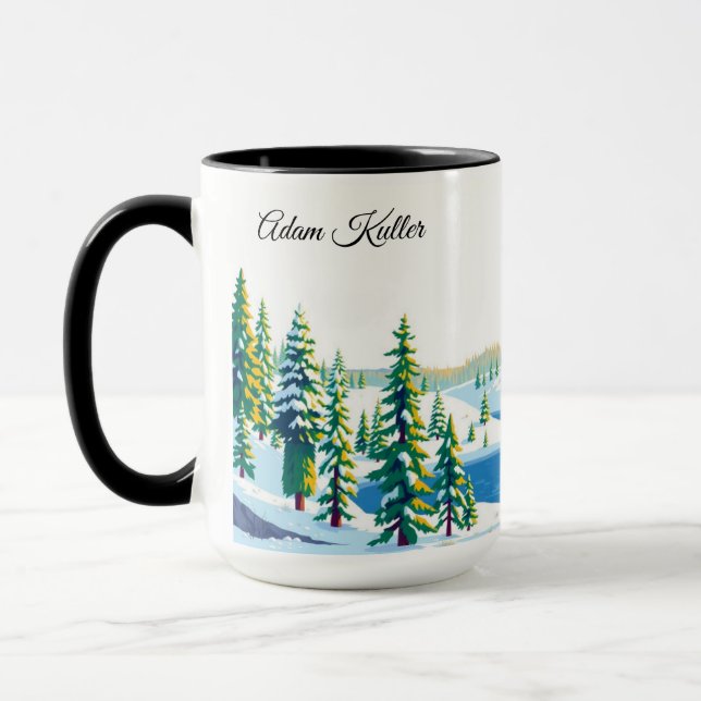 Vintage Yellowstone National Park Winter Forest Mug (Left)