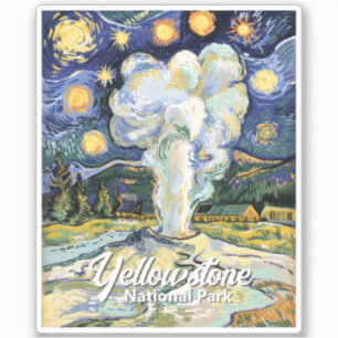 Vintage Yellowstone Old Faithful Van Gogh Style