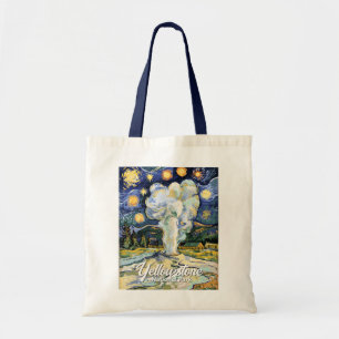 Vintage Yellowstone Old Faithful Van Gogh Style Tote Bag