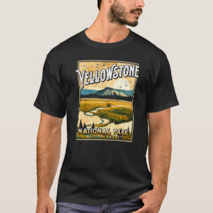 Vintage Yellowstone Park Poster Hayden Valley Pain T-Shirt