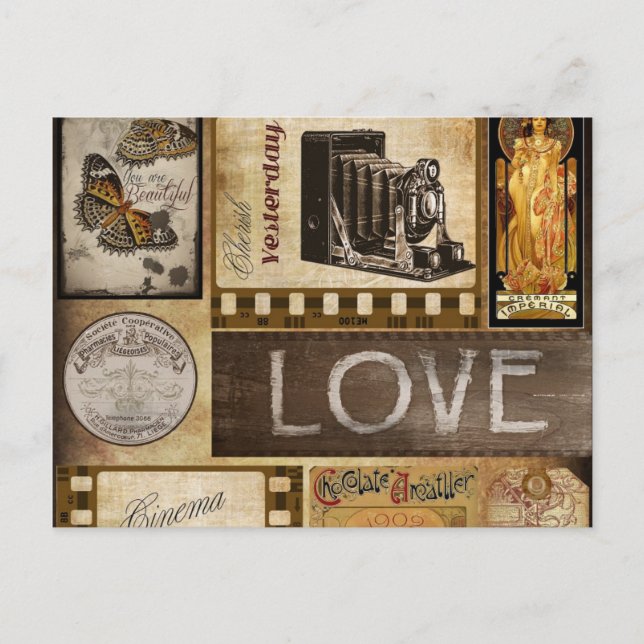 Vintage Yesterday Love Woman Cinema Chocolate Postcard (Front)
