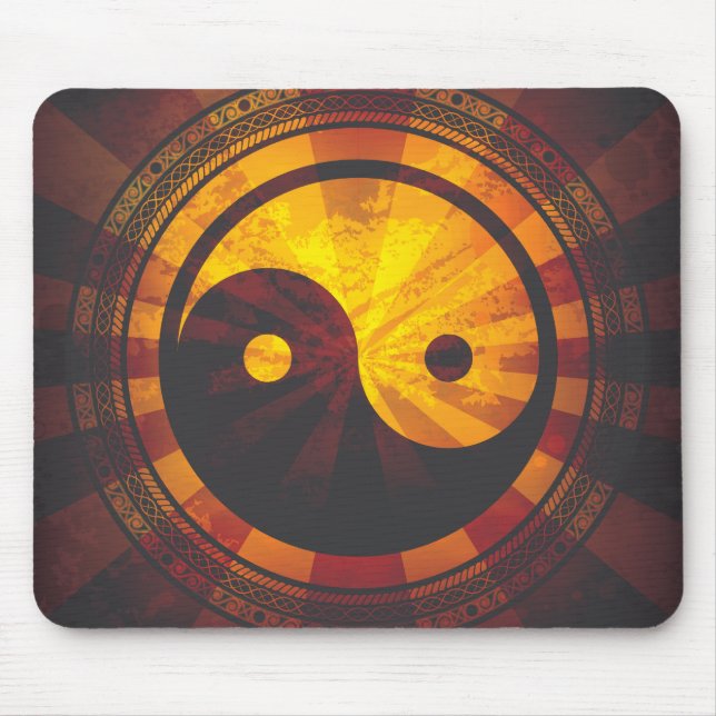 Vintage Yin Yang Symbol Print Mouse Mat (Front)