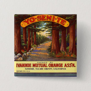 Vintage Yo-Semi-Te Orange Label 15 Cm Square Badge