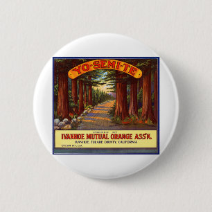 Vintage Yo-Semi-Te Orange Label 6 Cm Round Badge