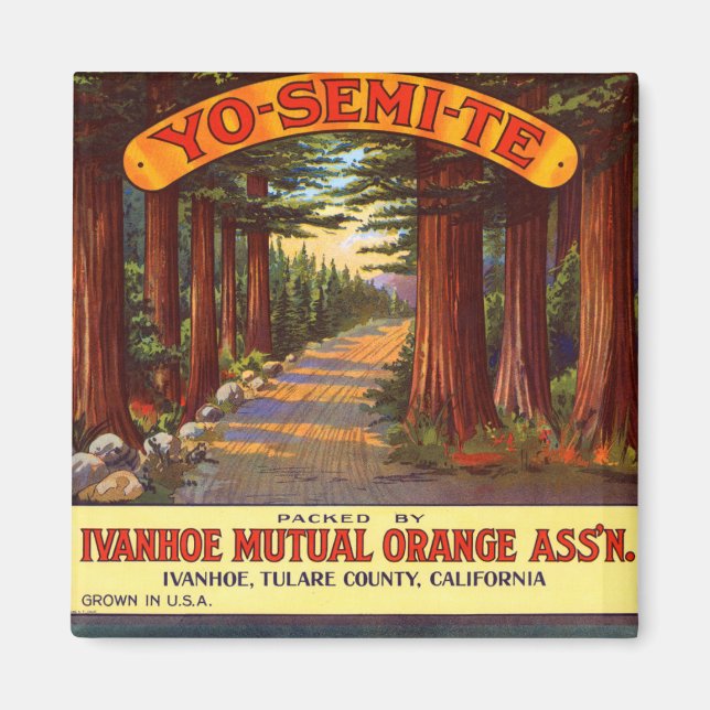 Vintage Yo-Semi-Te Orange Label Magnet (Front)