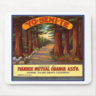 Vintage Yo-Semi-Te Orange Label Mouse Mat