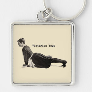 Vintage Yoga Woman Doing Upward Facing Dog Pose Key Ring