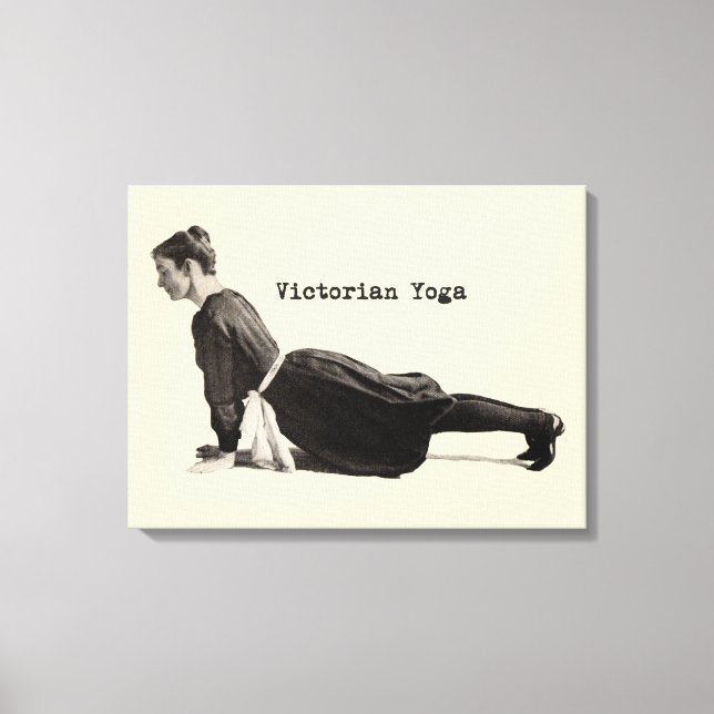 Vintage Yoga Woman Up Dog Antique Canvas Print (Front)