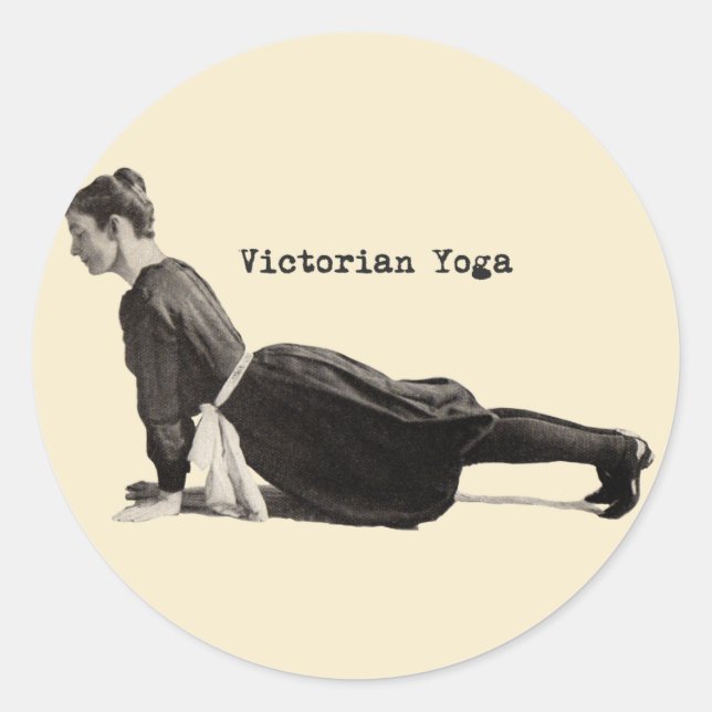 Vintage Yoga Woman Up Dog Antique Classic Round Sticker (Front)