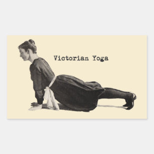 Vintage Yoga Woman Up Dog Antique Rectangular Sticker