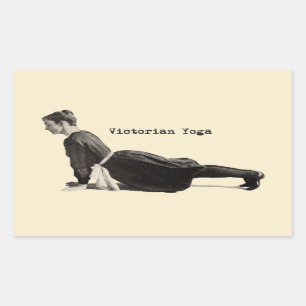 Vintage Yoga Woman Up Dog Antique Rectangular Sticker