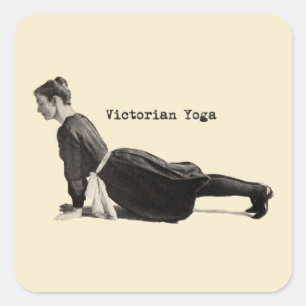 Vintage Yoga Woman Up Dog Square Sticker