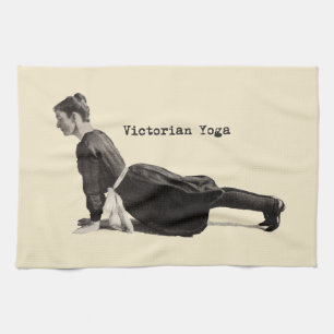 Vintage Yoga Woman Up Dog Tea Towel