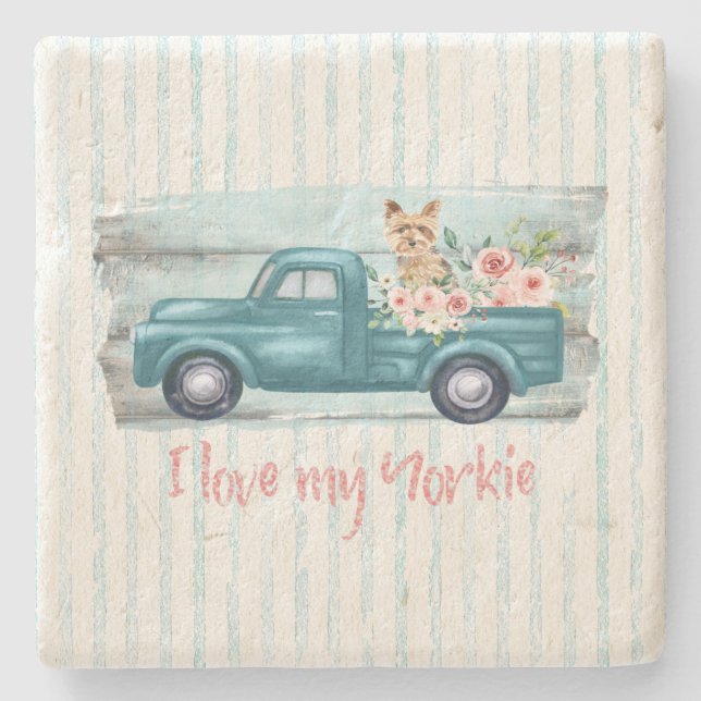 Vintage Yorkie Stone Coaster (Front)